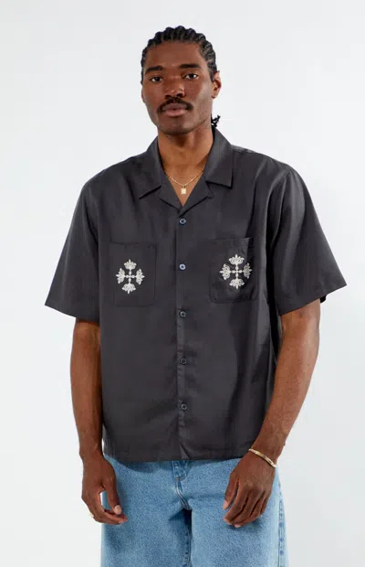 Pacsun Men's Parks Oversized Camp Shirt In Black In Gray