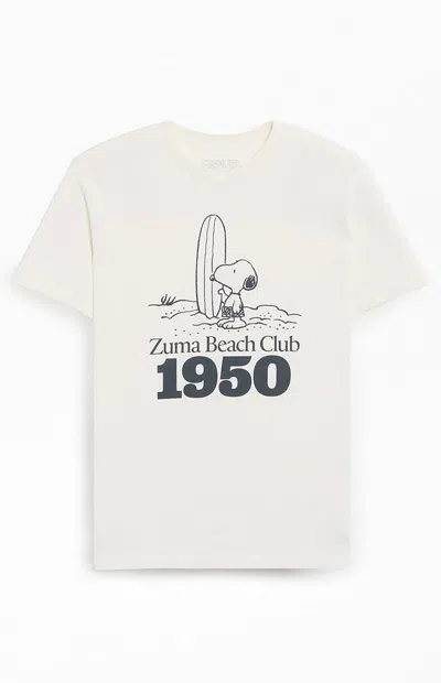 Pacsun Men's Peanuts Surf T-shirt In Tan In White
