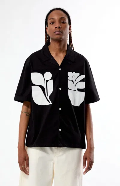 Pacsun Men's Pebble Woven Camp Shirt In Black