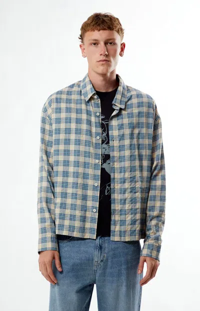 Pacsun Men's Plaid Cropped Flannel Long Sleeve Shirt In Cream In White
