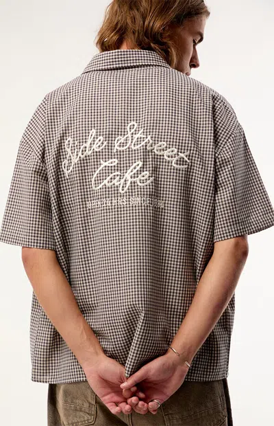 Pacsun Men's Plaid Side Street Cafe Woven Shirt In Tan In Brown