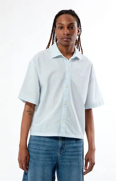Pacsun Men's Porto Blue Striped Camp Shirt
