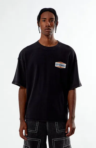 Pacsun Men's Racing Team Waffle Knit T-shirt In Black