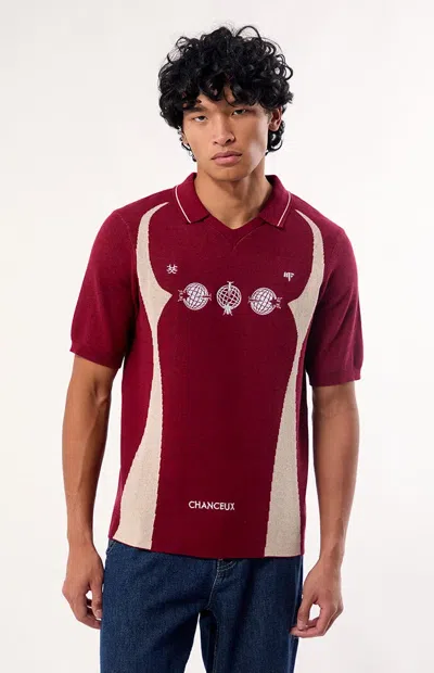 Pacsun Men's Red Chanceux Knit Polo Shirt In Multi