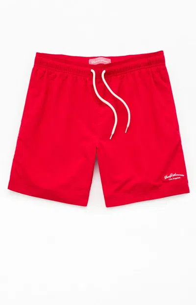 Pacsun Men's Red Collegiate 6.5" Swim Trunks