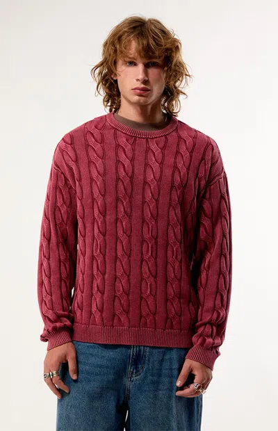 Pacsun Men's Red Grandeur Cable Knit Sweater