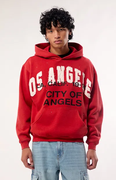 Pacsun Men's Red Los Angeles Applique Fleece Hoodie