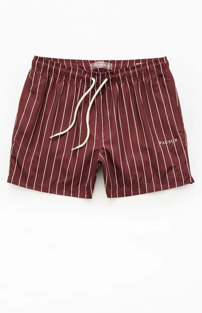 Pacsun Men's Red Sea Striped 4.5" Swim Trunks