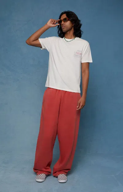 Pacsun Men's Red Washed Fleece Extreme Baggy Sweatpants In Yellow