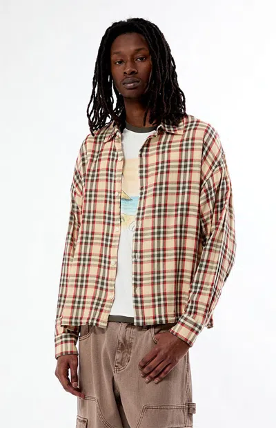 Pacsun Men's Reed Long Sleeve Plaid Shirt In Tan In Brown