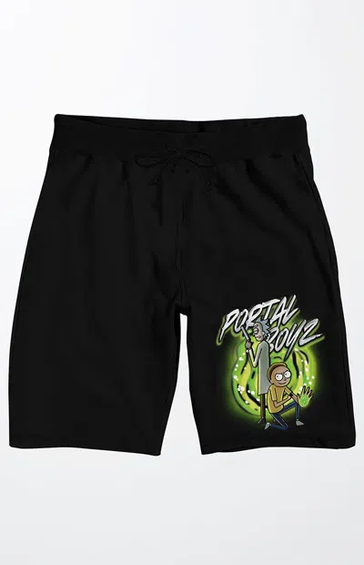 Pacsun Men's Rick And Morty Portal Boy Sweat Shorts In Black