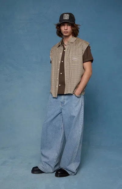 Pacsun Men's Ryder Ultra Baggy Jeans Light Blue In Med Wash