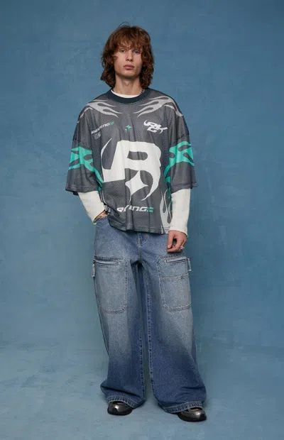 Pacsun Men's Ryder Ultra Baggy Jeans Zippered Medium Blue In Light Indigo In Multi