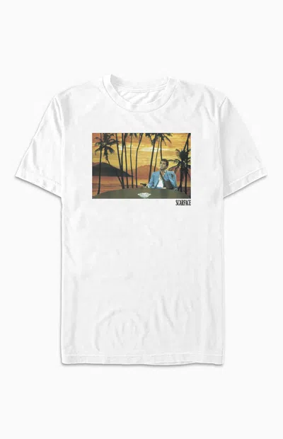 Pacsun Men's Scarface Sunset Backdrop T-shirt In White
