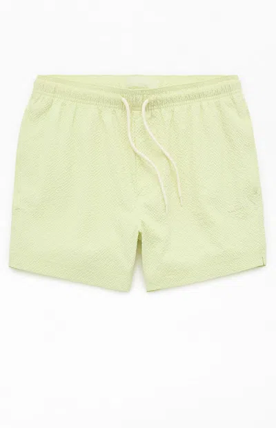 Pacsun Men's Sea Foam Seersucker 4.5" Swim Trunks In Green