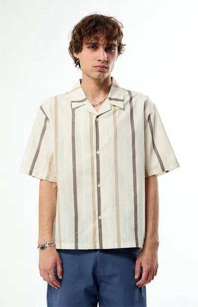 Pacsun Men's Smoke Striped Camp Shirt In Cream In White