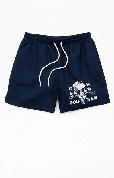 Pacsun Men's Snoopy Golf 6" Swim Trunks In Navy In Blue