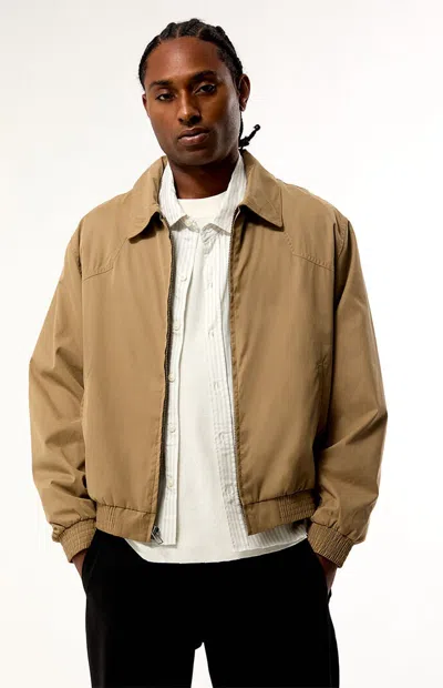 Pacsun Men's Soft Brushed Canvas Zip Jacket In Tan In Neutral