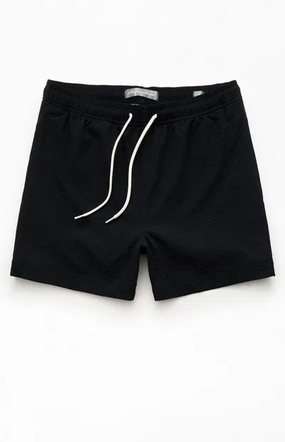 Pacsun Men's Solid Black Seersucker 4.5" Swim Trunks