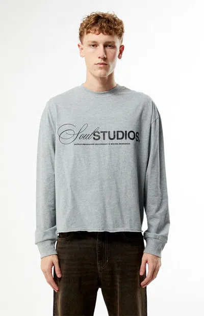 Pacsun Men's Soul Studios Cropped Long Sleeve T-shirt In Heather Grey In Multi
