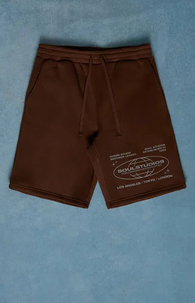 Pacsun Men's Soul Studios Fleece Baggy Sweat Shorts In Brown