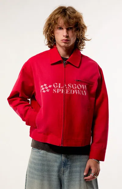 Pacsun Men's Speedway Canvas Zip Up Jacket In Red