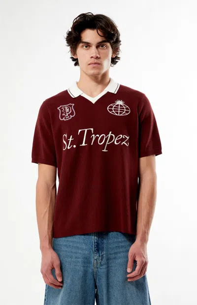 Pacsun Men's St. Tropez Polo Sweater Shirt In Burgundy