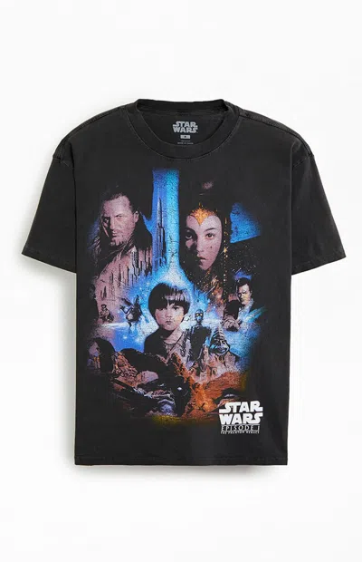 Pacsun Men's Star Wars Episode 1 Phantom Of The Menace Oversized T-shirt In Washed Black