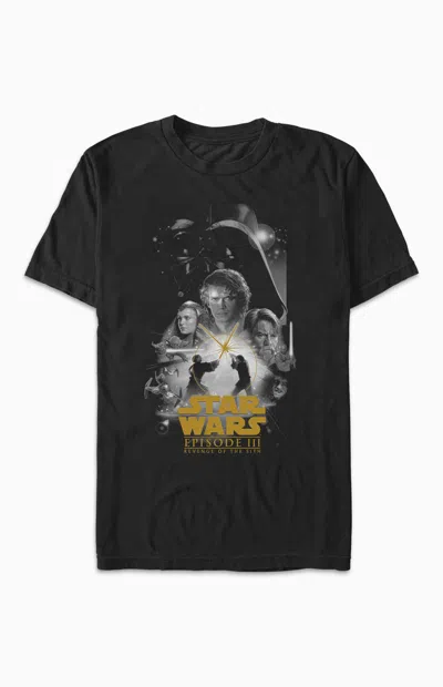 Pacsun Men's Star Wars Three Poster Gold T-shirt In Black