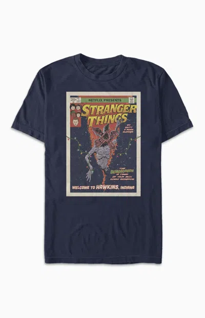Pacsun Men's Stranger Things Comic Cover T-shirt In Navy In Blue