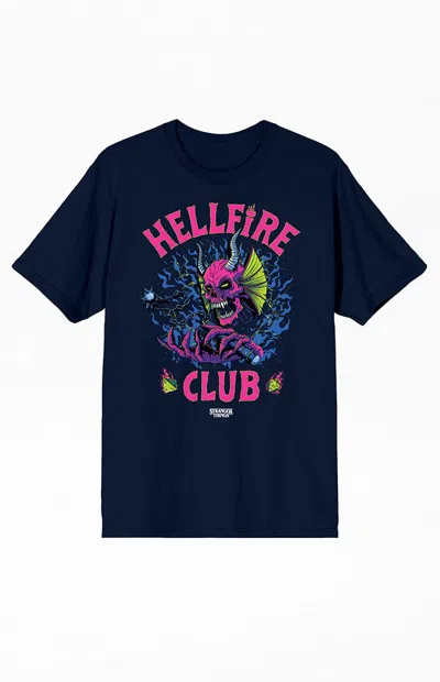 Pacsun Men's Stranger Things Hellfire Club Logo T-shirt In Navy In Blue