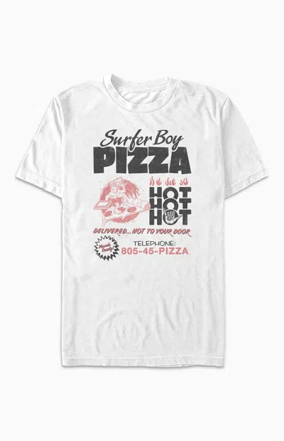 Pacsun Men's Stranger Things Surfer Boy Pizza T-shirt In White
