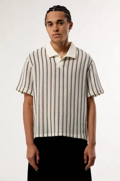 Pacsun Men's Striped Knit Polo Shirt In Cream In White