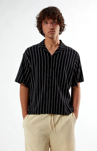 Pacsun Men's Striped Oversized Camp Shirt In Black