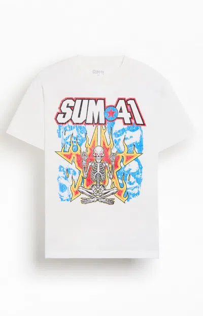 Pacsun Men's Sum 41 Flames T-shirt In White