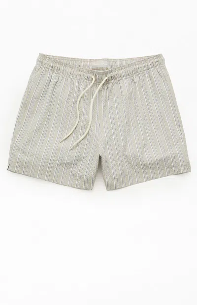 Pacsun Men's Sunset Striped Seersucker 4.5" Swim Trunks In Tan In Brown