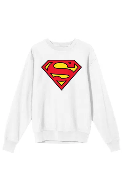 Pacsun Men's Superman Logo Long Sleeve Crew Neck Sweatshirt In White