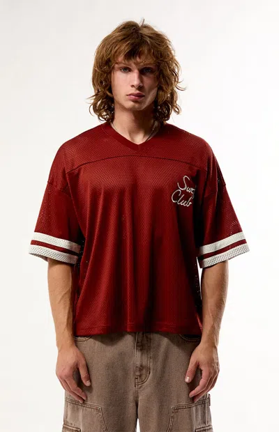 Pacsun Men's Surf Club Mesh Football Jersey In Red