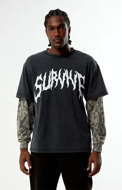 Pacsun Men's Survive 2fer Long Sleeve T-shirt In Black