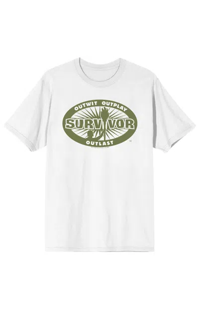 Pacsun Men's Survivor Outwit Outplay Outlast Logo T-shirt In White