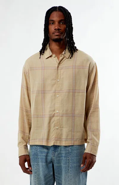 Pacsun Men's Tan Long Sleeve Classic Flannel Shirt In Neutral
