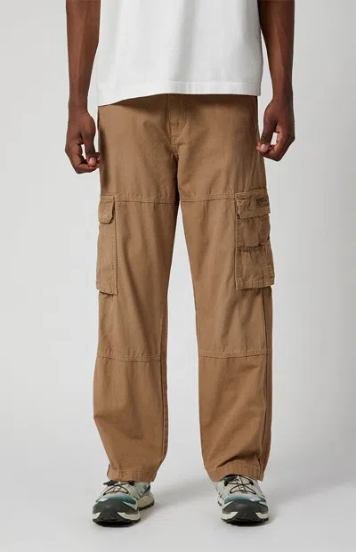 Pacsun Men's Tan Ripstop Baggy Cargo Pants In Burgundy