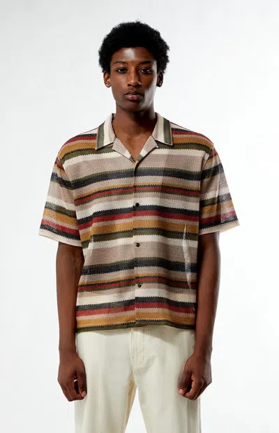 Pacsun Men's Textured Striped Oversized Resort Camp Shirt In Multi