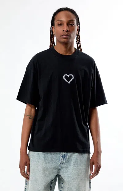 Pacsun Men's Thorn Heart Embroidered T-shirt In Black