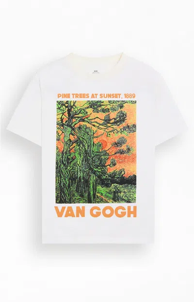 Pacsun Men's Van Gogh Pine Trees At Sunset T-shirt In Natural In White
