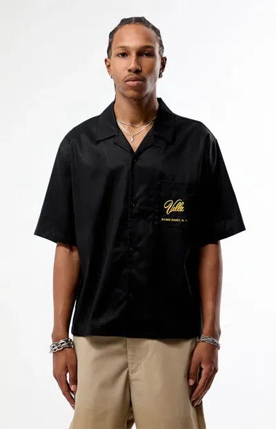 Pacsun Men's Villa Chainstitch Camp Shirt In Black