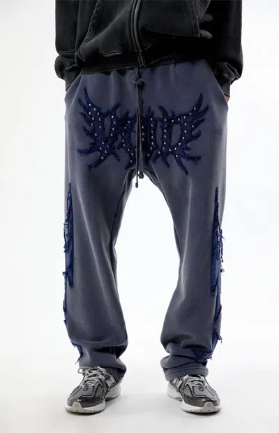 Pacsun Men's Void Washed Applique Baggy Sweatpants In Gray In Blue