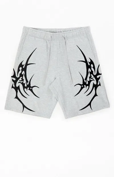 Pacsun Men's Warping In Time Fleece Sweat Shorts In Gray In White