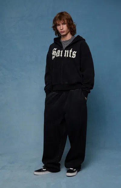 Pacsun Men's Washed Black Fleece Extreme Baggy Sweatpants