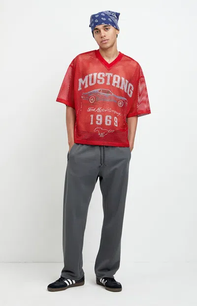 Pacsun Men's Washed Black Johnny Fleece Straight Sweatpants In Red